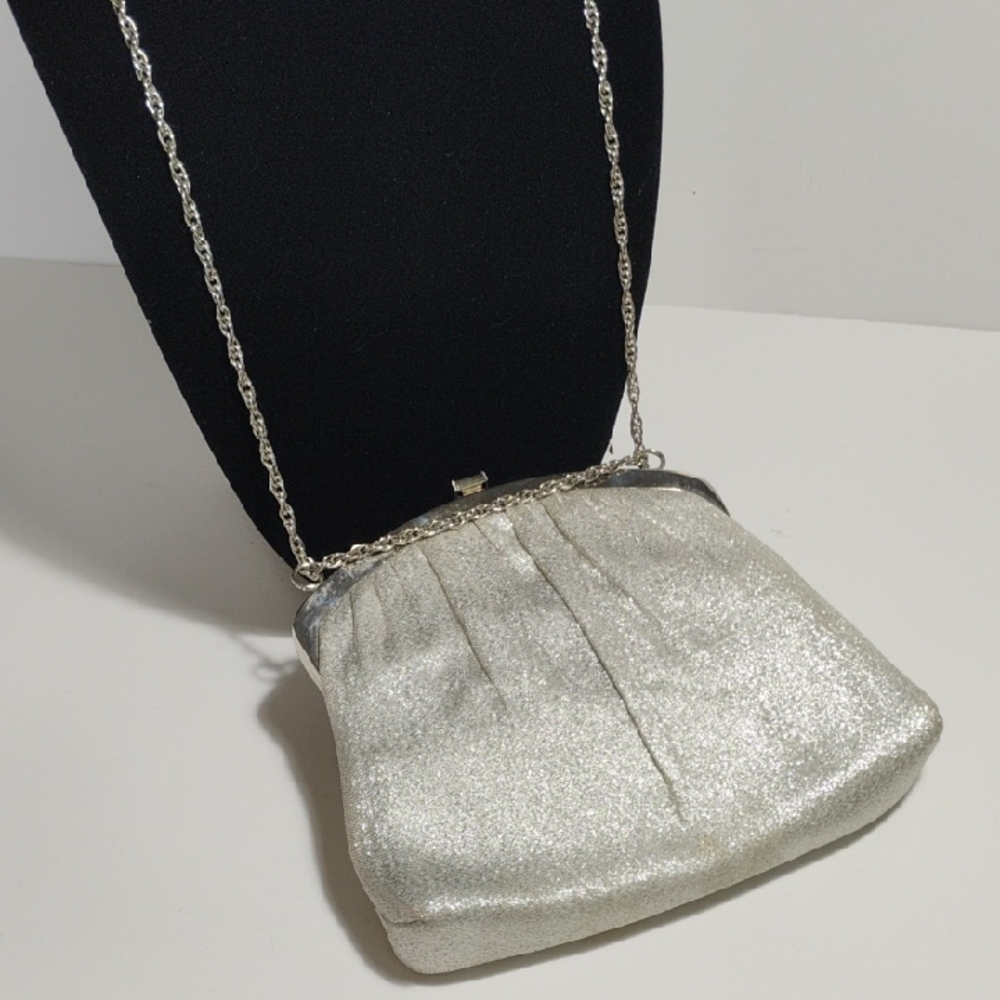 Cute Silvery Glitter Clutch Retro Vibe